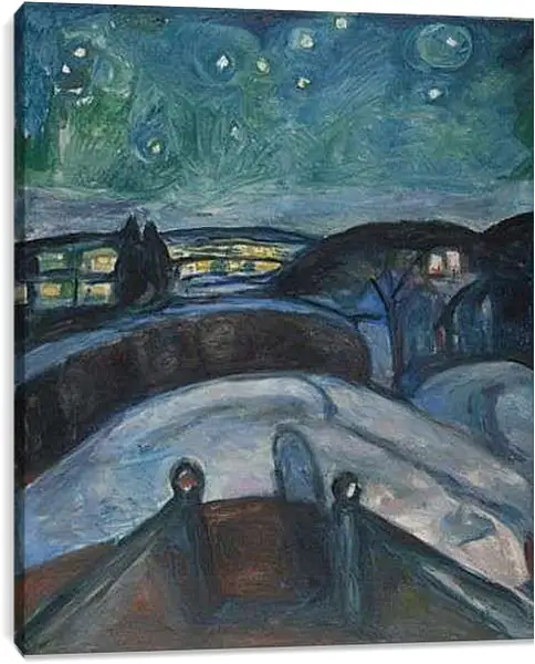 Постер на подрамнике - Starry Night. Эдвард Мунк