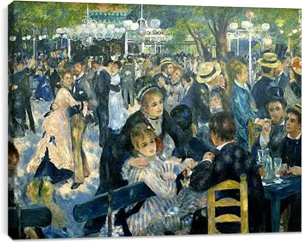 Постер на подрамнике - Dance at the Moulin de la Galette. Пьер Огюст Ренуар