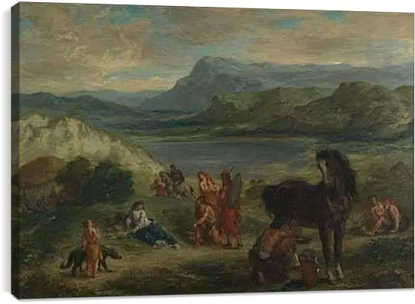 Постер на подрамнике - Ovid among the Scythians. Эжен Делакруа