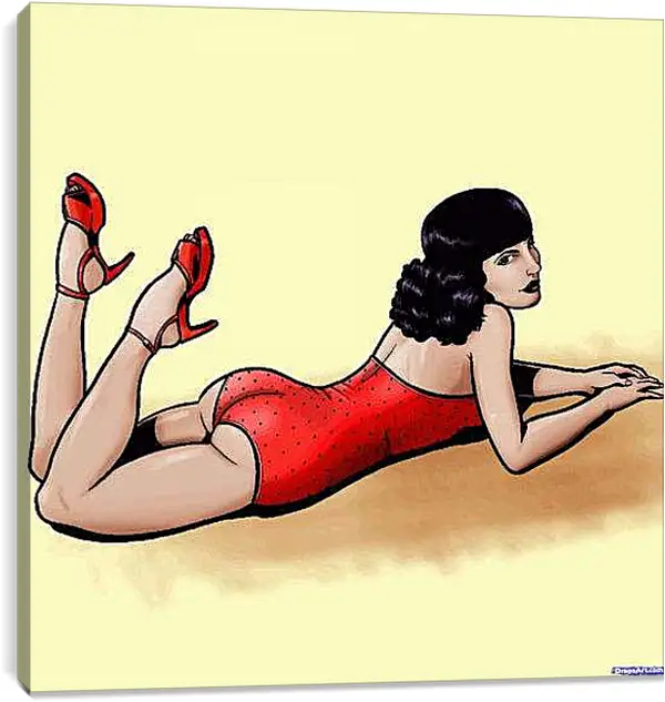 Постер на подрамнике - Девушка в красном купальнике (стиль пин ап)