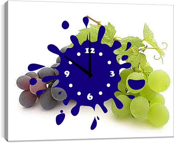 Часы картина - Гроздья винограда. Спелый урожай.