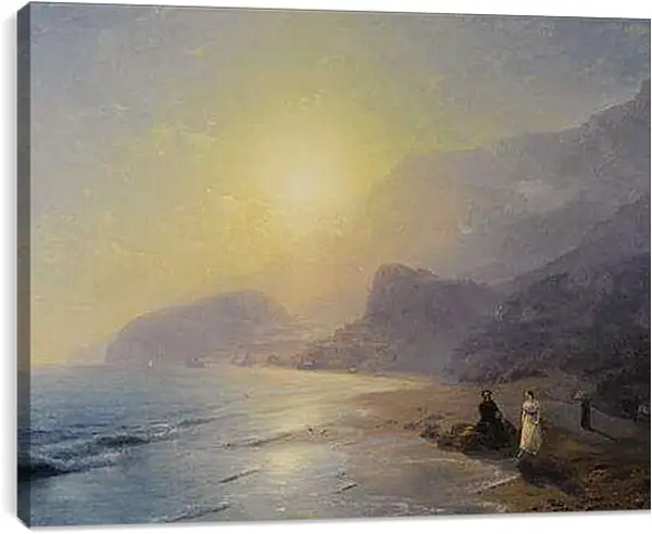 Постер на подрамнике - Пушкин и графиня Раевская на берегу моря возле Гурзуфа и Партенита 1886г. Иван Айвазовский