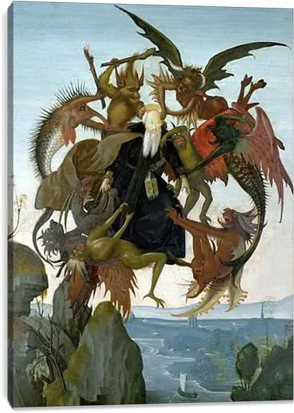 Постер на подрамнике - Мучения святого Антония. Микеланджело Буонарроти