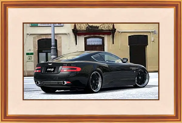 Картина в раме - Черный Астон Мартин DB9