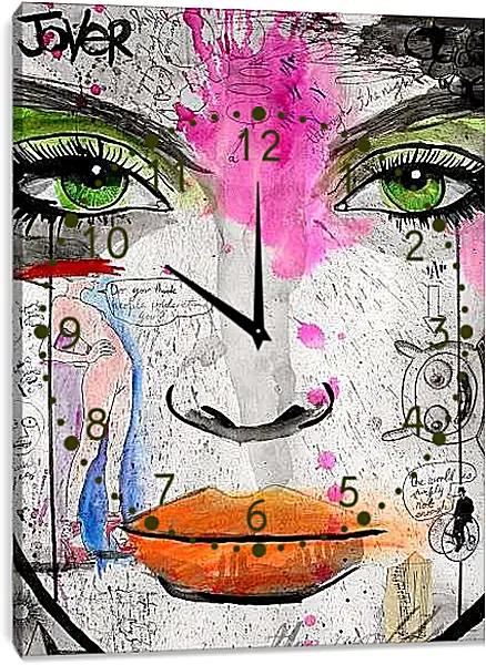Часы картина - Оранжевые губы