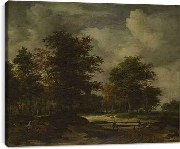 Постер на подрамнике - A Road leading into a Wood. Якоб ван Рейсдал