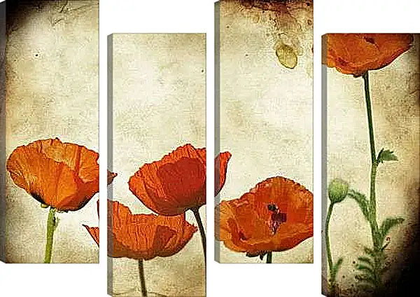 Модульная картина - Желтые маки