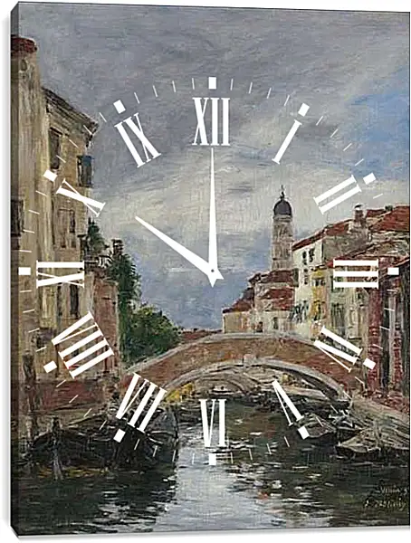 Часы картина - Small Channel in Venice, 1895. Эжен Буден