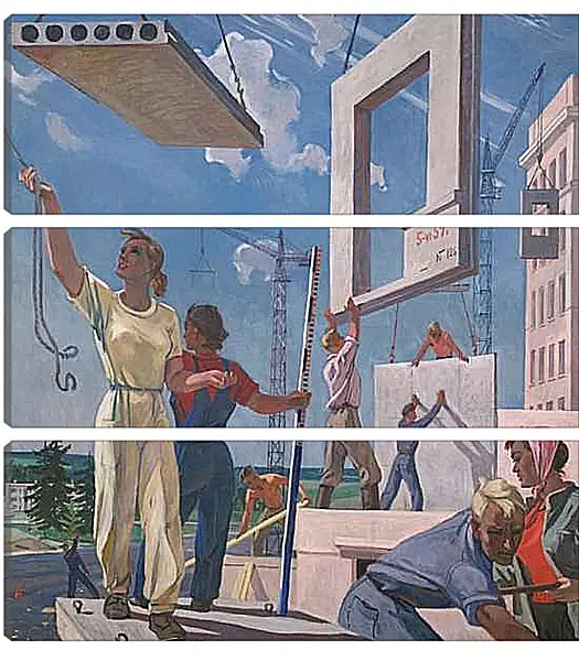 Модульная картина - Мирные стройки. Александр Дейнека