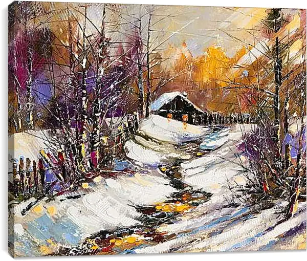 Постер на подрамнике - Зимняя тропинка к дому