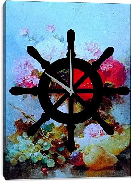 Часы картина - Натюрморт и цветы