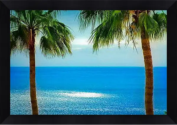 Картина в раме - Океан и пальмы