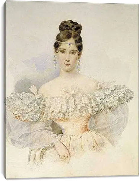 Постер на подрамнике - Портрет Натальи Гончаровой. Брюллов Карл Павлович