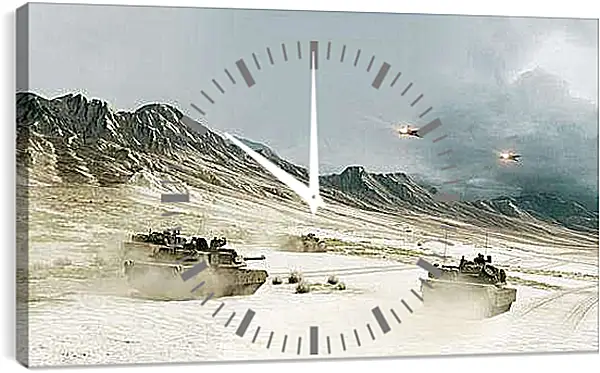 Часы картина - battlefield, tanks, mountains