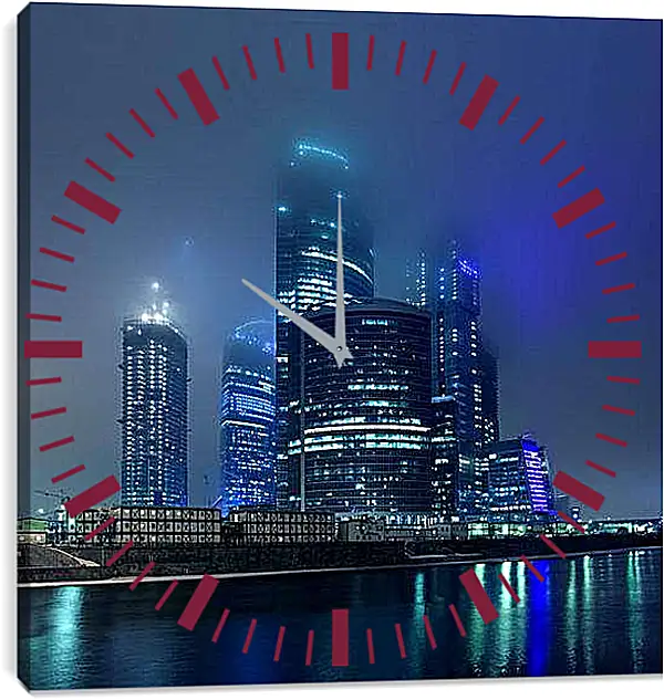 Часы картина - Москва-Сити