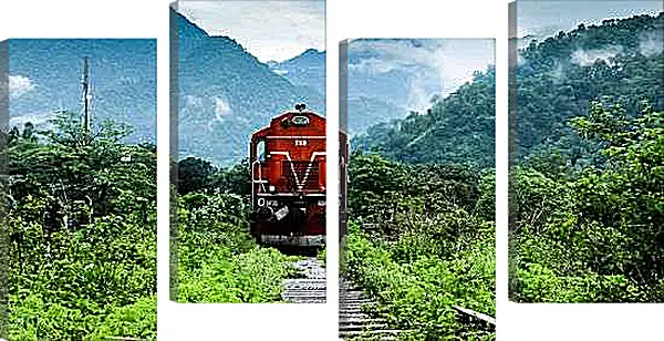 Модульная картина - Поезд зелёная дорога