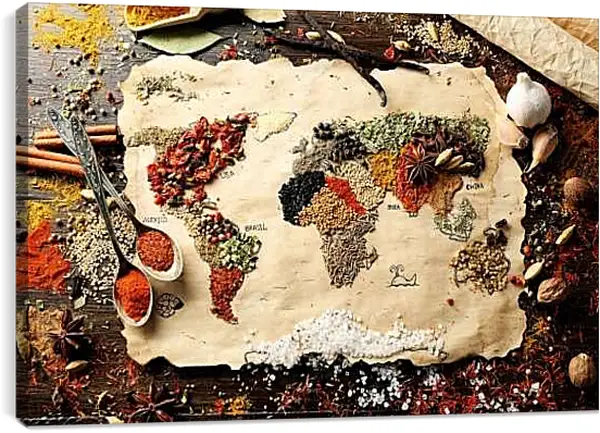 Постер на подрамнике - Кулинарная карта мира