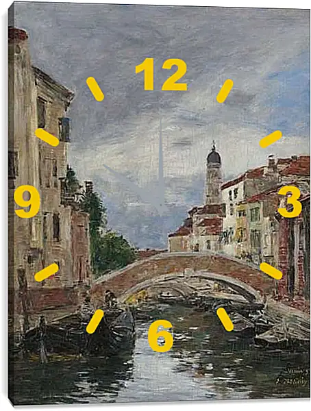Часы картина - Small Channel in Venice, 1895. Эжен Буден