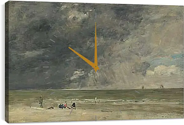 Часы картина - Beach Scene, Trouville. Эжен Буден