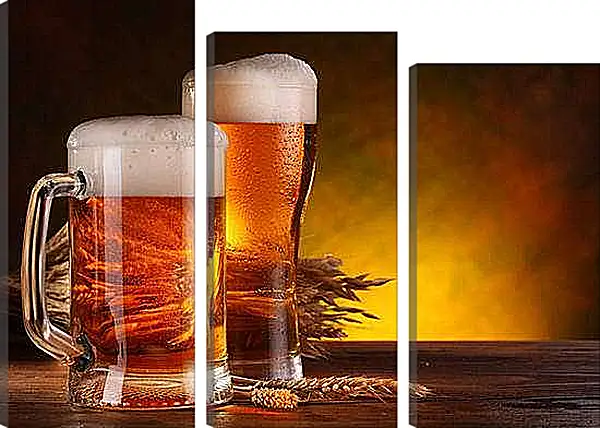 Модульная картина - Пиво пенное. Пенное наслаждение.