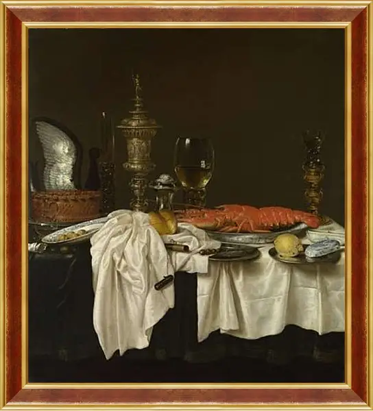 Картина в раме - Still Life with a Lobster. Завтрак с раком. Виллем Клас Хеда