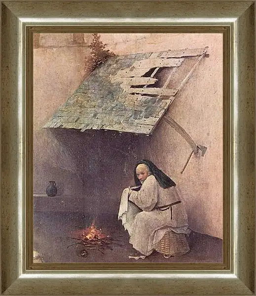 Картина в раме - Epiphanie-Triptychon, linker Flugel - Hl. Petrus und kniender Stifter. Иероним Босх