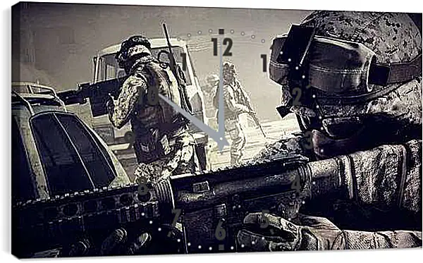 Часы картина - battlefield 3, soldiers, machine