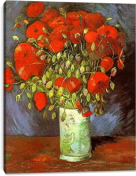 Постер на подрамнике - Vase with Red Poppies. Винсент Ван Гог