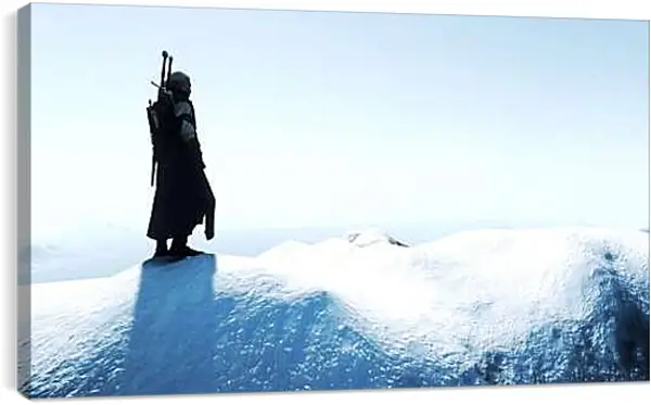 Постер на подрамнике - The Witcher 3 (Ведьмак), Геральт на снежной вершине