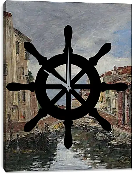 Часы картина - Small Channel in Venice, 1895. Эжен Буден