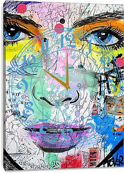 Часы картина - Фиолетовые губы