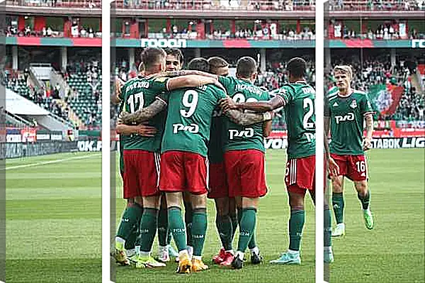 Модульная картина - Празднование гола. Локомотив Москва. Lokomotiv Moscow