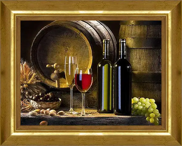 Картина в раме - Дегустация. Винный погреб.