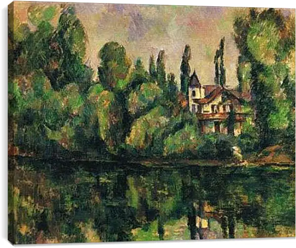 Постер на подрамнике - Les Bords de Marne (vers). Поль Сезанн