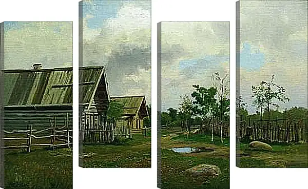 Модульная картина - Деревенский пейзаж. Ефим Волков