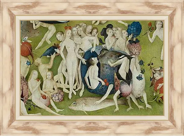 Картина в раме - Duck feeding man. Иероним Босх