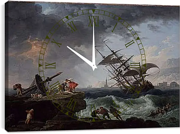 Часы картина - Storm by coastline. Клод Жозеф Верне