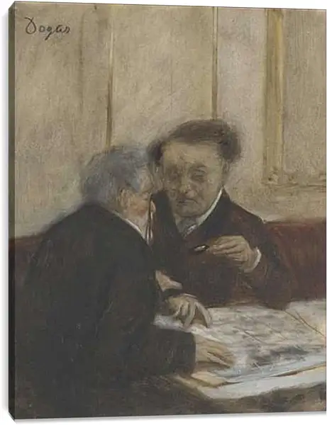 Постер на подрамнике - At the Cafe Chateaudun. Эдгар Дега