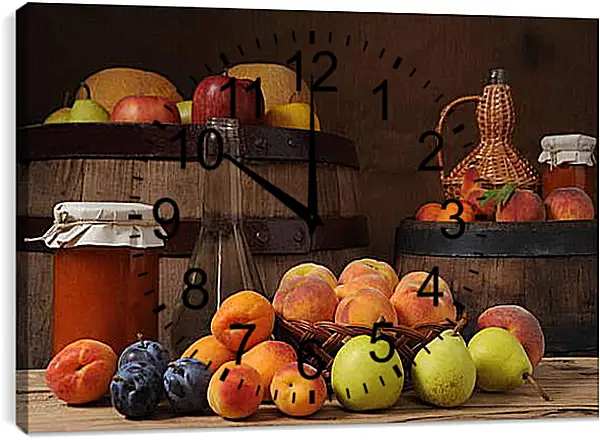 Часы картина - Фрукты, варенье, бочки