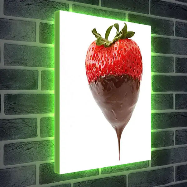 Лайтбокс световая панель - Клубника наполовину в шоколаде. Сладкое искушение.