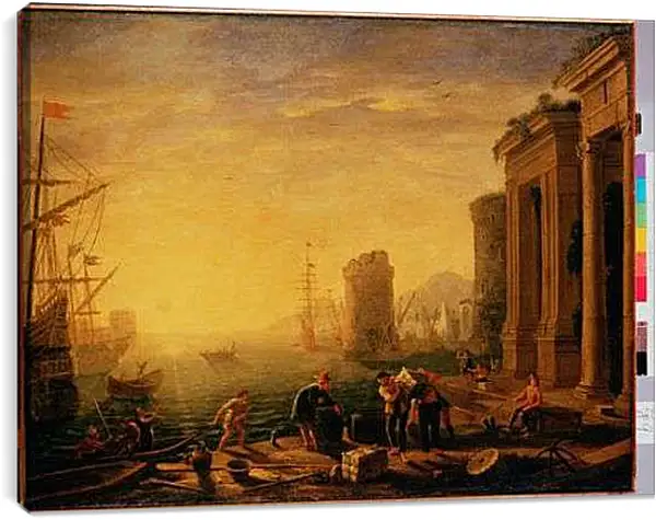 Постер на подрамнике - Morning in the Harbour. Лоррен Клод