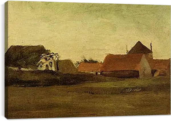 Постер на подрамнике - Farmhouses in Loosduinen near The Hague at Twilight. Винсент Ван Гог