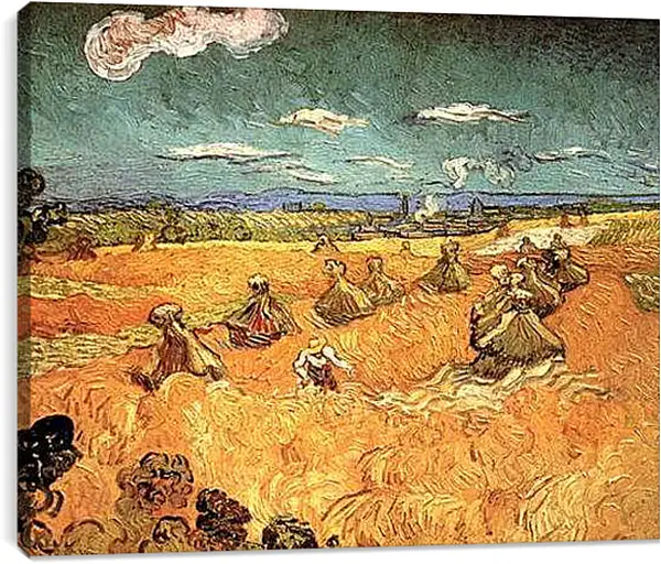 Постер на подрамнике - Wheat Stacks with Reaper. Винсент Ван Гог