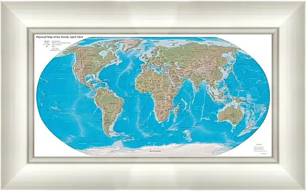 Картина в раме - Физическая карта мира, апрель 2004