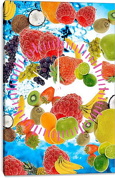 Часы картина - Ягоды и фрукты. Фруктовый Взрыв.
