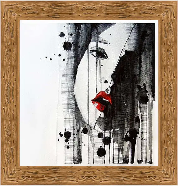 Картина в раме - Абстракция, лицо девушки