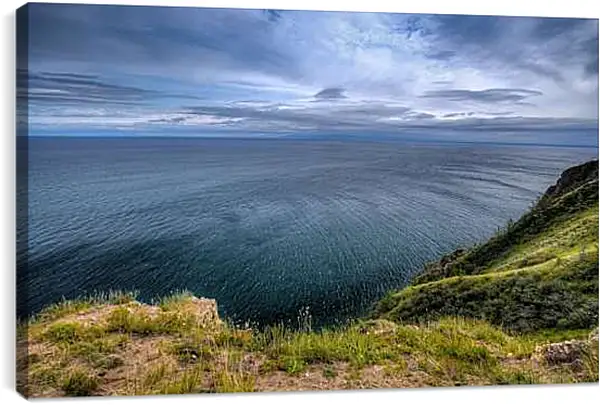 Постер на подрамнике - Пасмурная погода на озере. Байкал