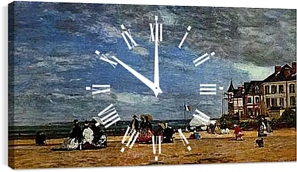 Часы картина - Der Strand von Trouville. Эжен Буден