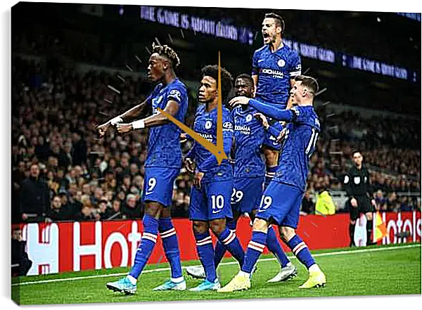Часы картина - Празднование гола. ФК Челси. FC Chelsea