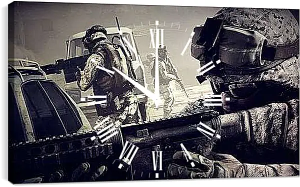 Часы картина - battlefield 3, soldiers, machine